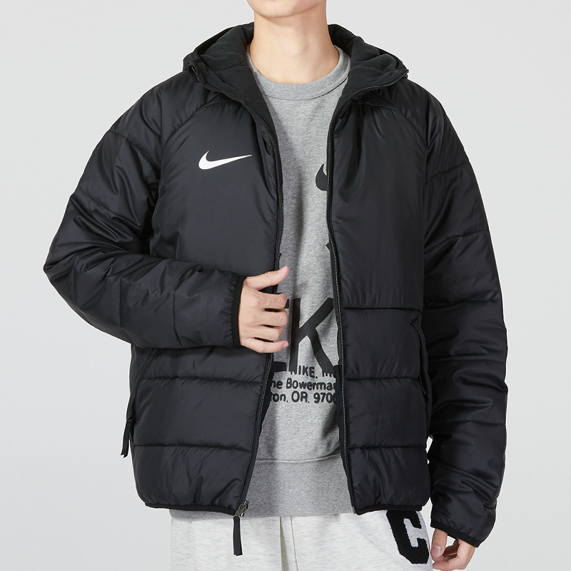 NIKE耐克羽绒服男冬季新款轻薄保暖加绒外套运动连帽棉服男DJ6311