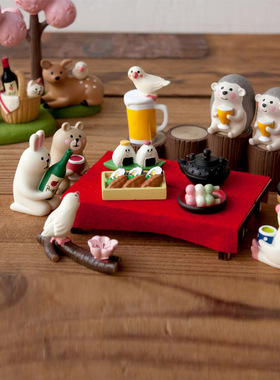 日本酒瓶野餐decole花猫小摆件