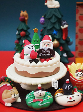 日式风猫咪蛋糕道具ins圣诞树