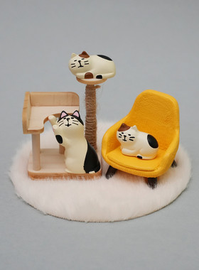 zakka仿真猫爬架咖啡店氛围摆件