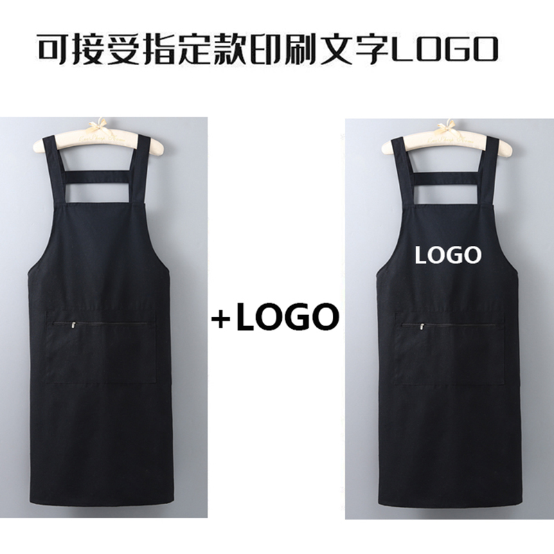 加长加大可穿到200斤左右纯棉帆布围裙女厨房家用定制LOGO工作服 - 图0