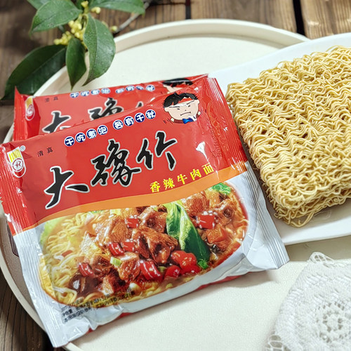 大豫竹方便面整箱袋装香辣牛肉面干脆面干吃面泡面速食怀旧零食 - 图2