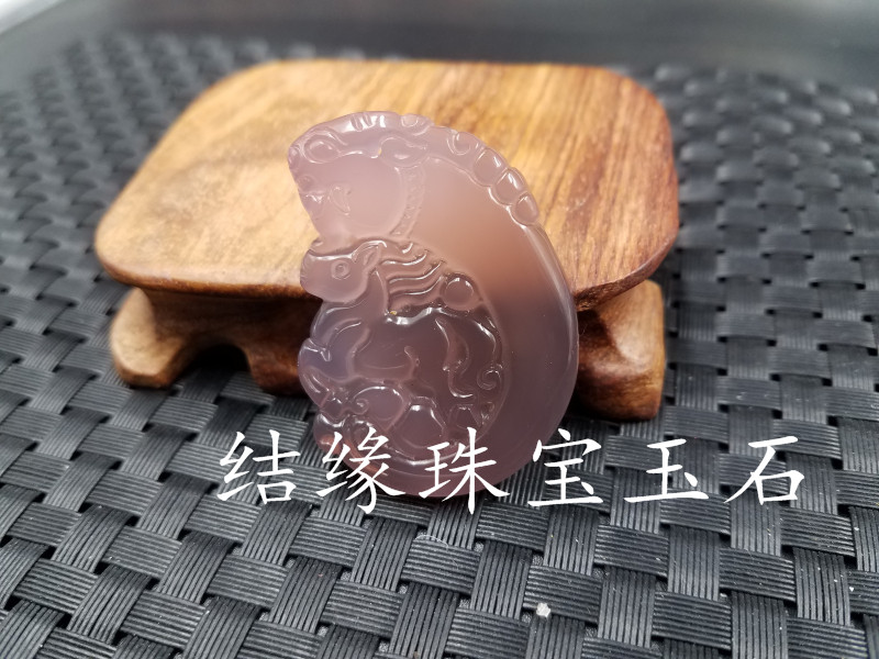 结缘珠宝天然玉石a货冰种玉髓龙马精神挂件玉髓玛瑙生肖龙马吊坠 - 图0