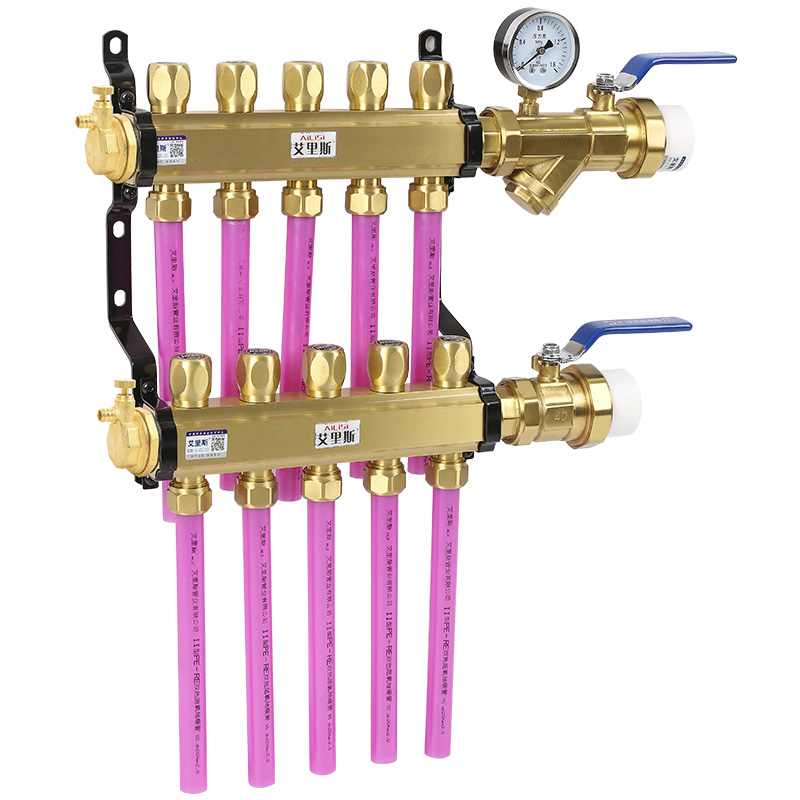 1寸2地暖分水器20地热管4分全铜加厚家装1.2寸分集水器大流量全套 - 图3