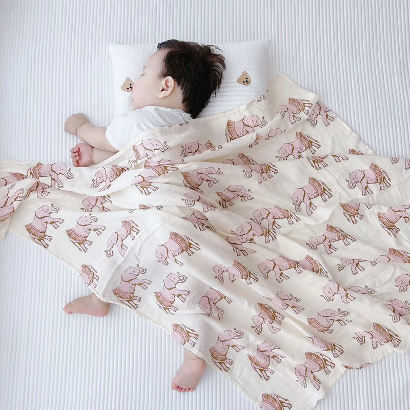 夏季A类竹棉纱布新生儿包被 包单新生婴儿盖毯 初生儿纱布包巾 薄