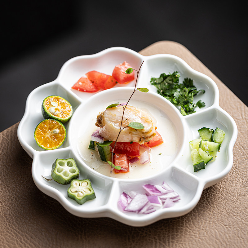 高级感西餐盘子圆形分格盘浅盘陶瓷甜品盘摆盘餐具多样配料组合盘,淘宝优惠券,粉丝福利购,淘宝优惠卷