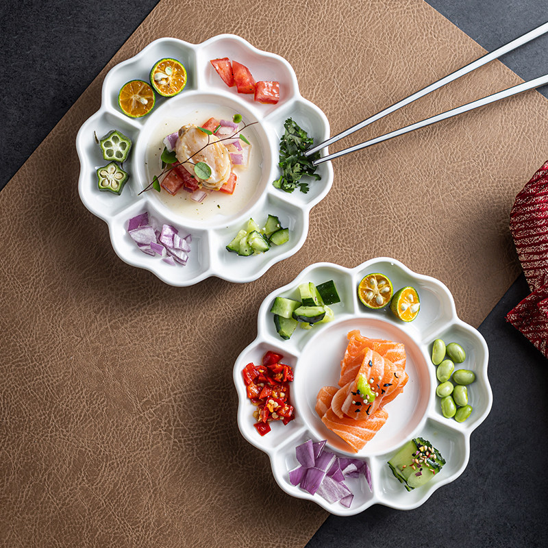 高级感西餐盘子圆形分格盘浅盘陶瓷甜品盘摆盘餐具多样配料组合盘,淘宝优惠券,粉丝福利购,淘宝优惠卷