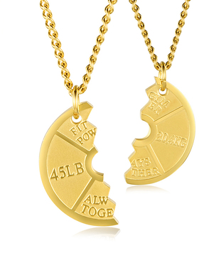 翼酷健身杠铃运动钛钢首饰品项链