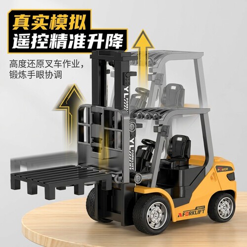 合金叉车rc1：64遥控工程小车模型桌面摆件蓝牙遥控男孩礼物 - 图0