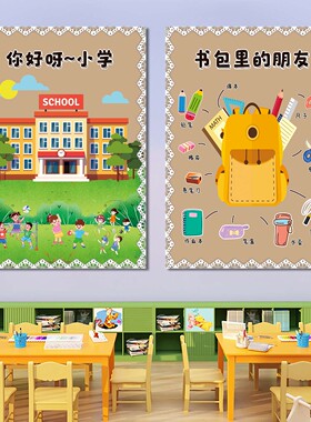 我要上小学幼小衔接班教室环创区域布置主题墙贴纸幼儿园大班海报