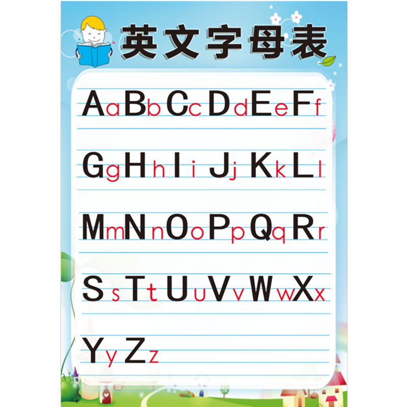 英文字母表墙贴小学生26个大小写字母表挂图二十六个英语字母表-图3