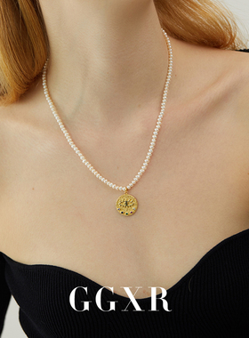 欧美恶魔之眼天然近圆珍珠项链