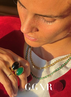 925银镀金天然原石戒指指环