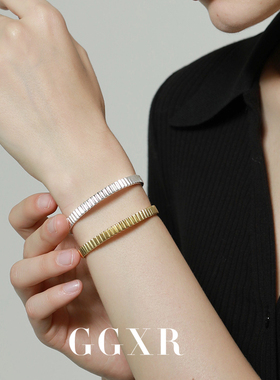 春季925银齿轮手镯开口简约百搭