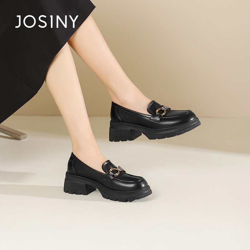 卓诗尼女鞋秋冬撤柜正品英伦风乐福鞋厚底小皮鞋法式复古圆头单鞋,淘宝优惠券,粉丝福利购,淘宝优惠卷