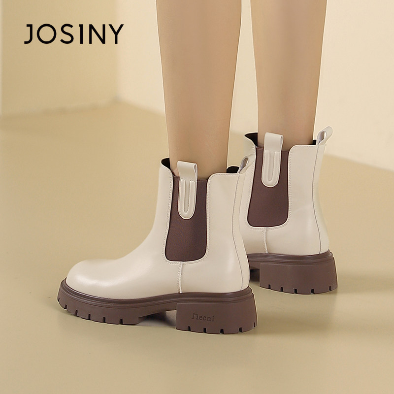 卓诗尼女短筒靴撤柜正品个性复古切尔西靴圆头厚底显腿长百搭烟管,淘宝优惠券,粉丝福利购,淘宝优惠卷