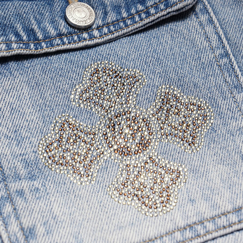 TCH2026春新款烫钻天使之翼高腰显瘦阔腿弯刀牛仔裤女T78A20E1127 - 图2