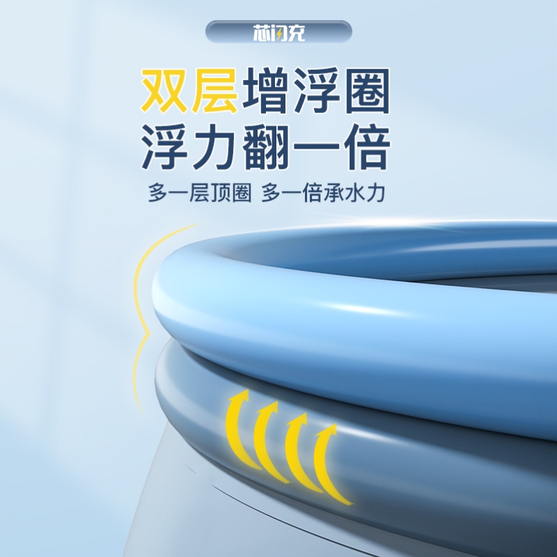 充气游泳池带遮阳棚儿童宝宝游泳池家用加厚大型户外水池戏水池带 - 图1