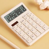 Small number portable calculator minimalist fashion cute student exam with financial accounting private office business light and small and clear new red section dual power solar portable office computer