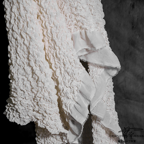雪纺立体肌理压褶皱设计师面料 diy手工高档时装裙子婚纱服装布料 - 图3