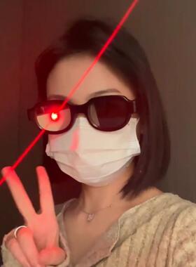 柯南发光眼镜黑科技搞怪直播道具抖音同款LED红眼特效眼镜充电款