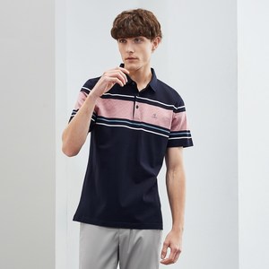 【100丝光棉】柒牌短袖POLO衫夏装条纹纯棉休闲百搭男士翻领T恤