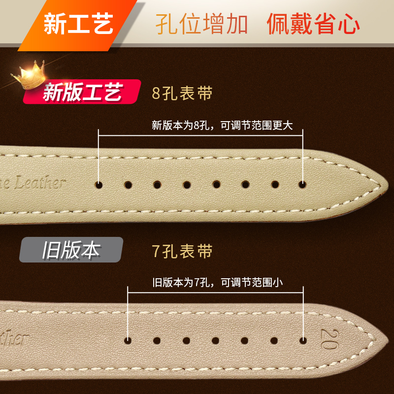 黛洋旗舰店黛洋 真皮表带套装男女士头层牛皮蝴蝶扣手表链配件手表带代用3