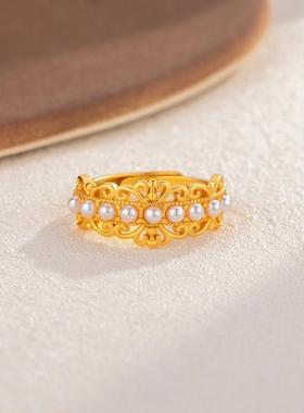 蕾丝珍珠新中式宫廷风指环