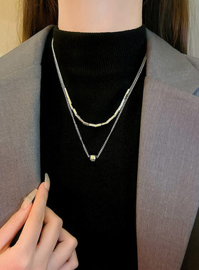 甜酷金属方块链条叠戴不掉色锁骨