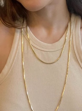 方蛇骨女ins轻奢项链不掉色