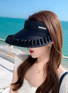 冰丝防晒帽女夏季大檐空顶帽户外遮阳帽亲子款可折叠UPF50+