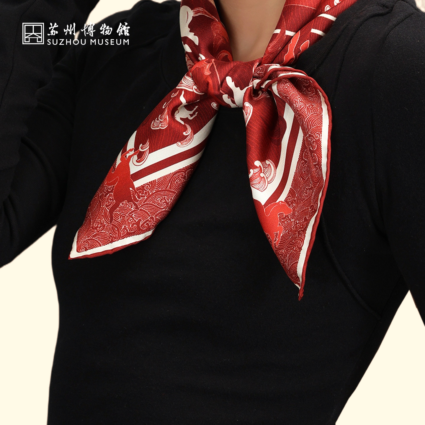 苏州博物馆马跃新程方巾桑蚕丝真丝丝巾礼盒马年伴手礼本命年礼物