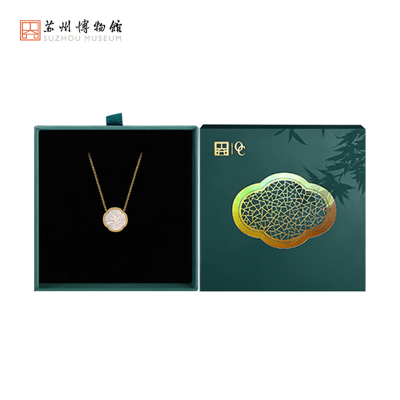 苏州博物馆辛夷花开系列铜镀项链 苏州博物馆项链