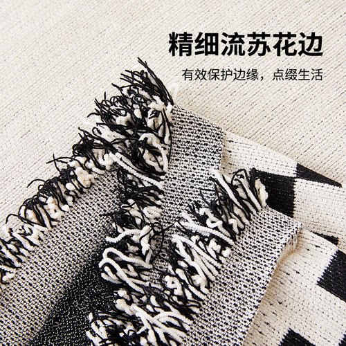 ins简约卡通沙发巾雪尼尔2025款沙发盖布四季通用沙发套罩沙发毯-图3