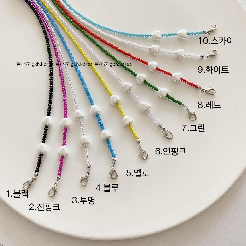 包邮韩国进口口罩链眼镜链彩色珠绳子多用途挂绳包包爱心链子现货 - 图1