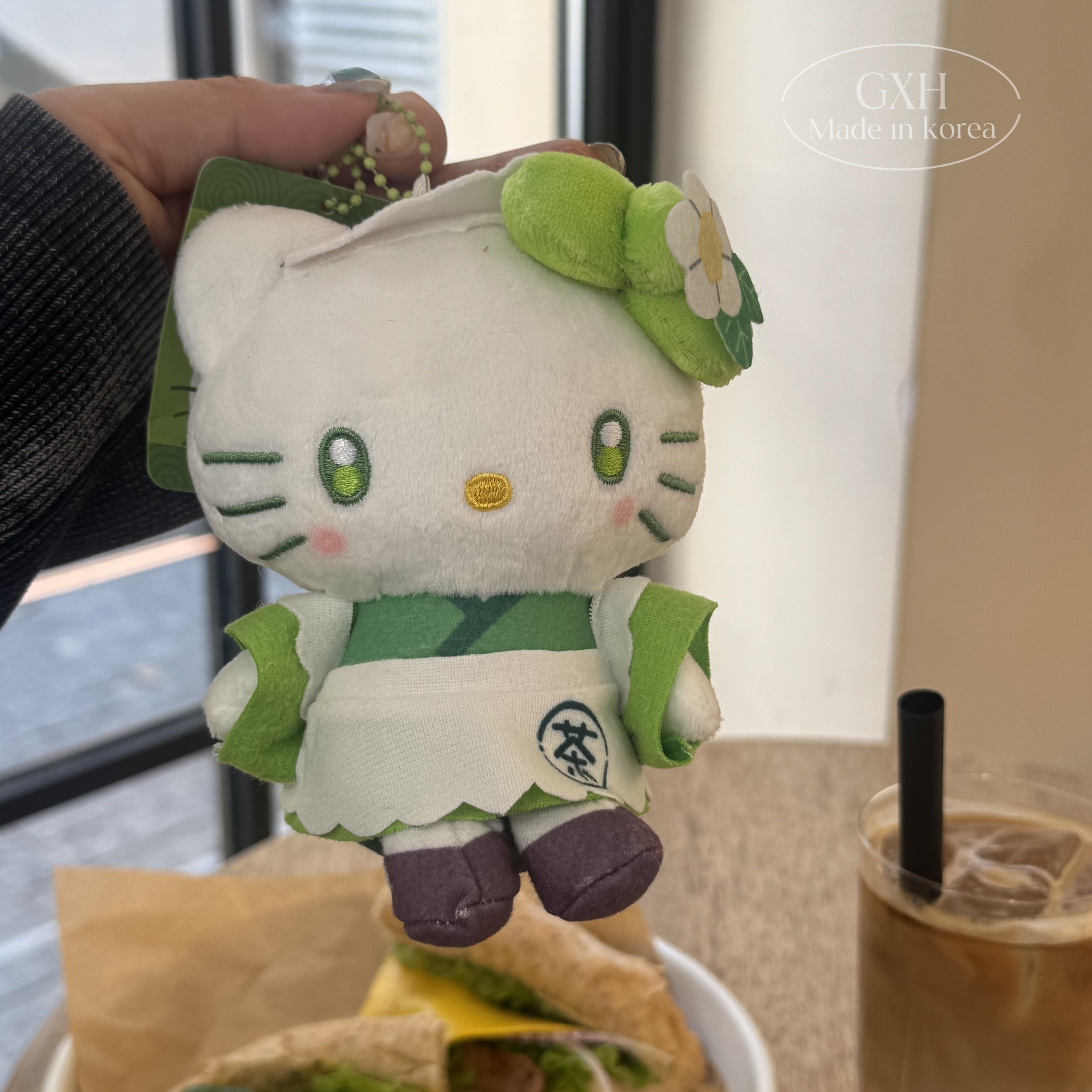 包邮可爱绿KT包挂小清新抹茶女仆凯蒂猫挂件日系限定Kitty钥匙扣 - 图1