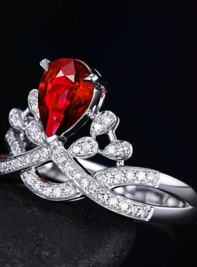 臻荣速卖通奢华水滴梨形皇冠戒指