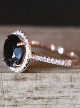 臻荣wish新款镶嵌合成黑色宝石镀