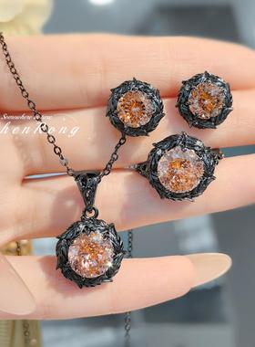 时尚轻奢荆棘干枯玫瑰吊坠项链