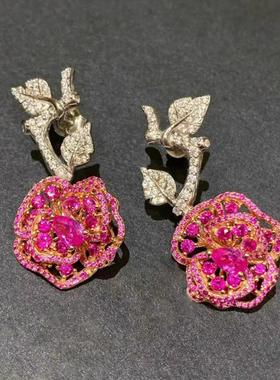 轻奢香家红刚玉套装奢华重工满钻