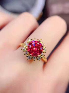 新款气质镀18k黄金红刚玉戒指女5