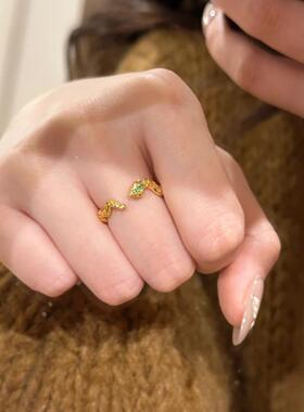 新中式本命年蛇年小金蛇戒指轻奢