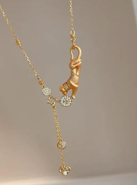 法式复古金钱豹项链女高级感拉丝