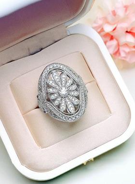 中古风复古雏菊戒指高级感蕾丝