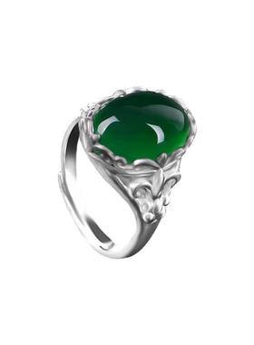 臻荣绿玛瑙水晶戒指女祖母绿宝石