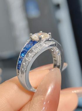 臻荣temu货源爆款海蓝宝戒指重工