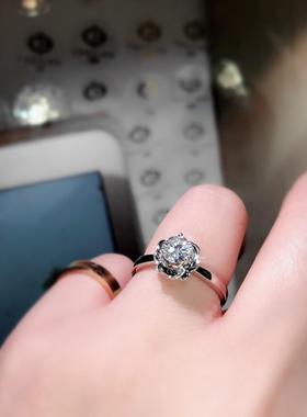 新款简约2克拉玫瑰花开口戒指