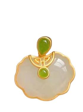 古法传承仿和田玉长命锁吊坠女