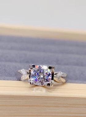 仿真D色莫桑石燕尾牛头戒指定制