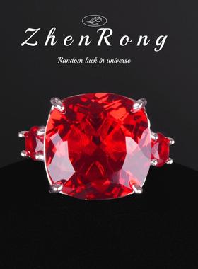 奢华满钻拟真鸽血红宝石套链礼服